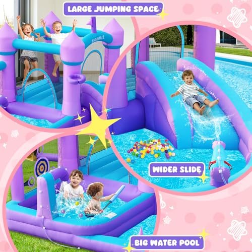 GYMMALL Water Bounce House with Slide for Kids 3-8