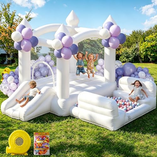 GYMMALL White Bounce House for Kids 3-8